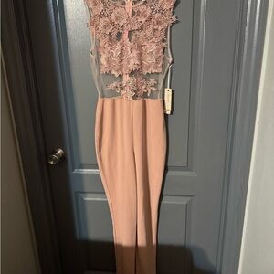 Iris Pink Floral Lace Jumpsuit